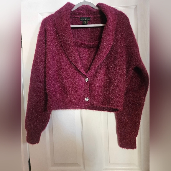 House of Harlow 1960 large burgundy sweater set - Picture 2 of 4